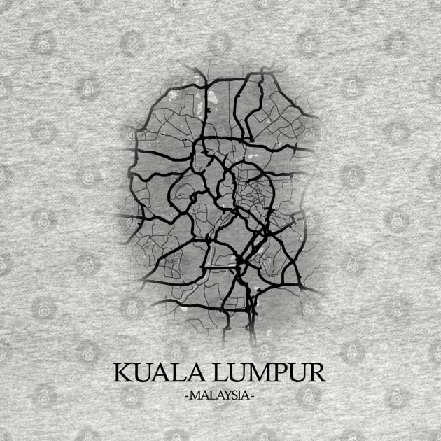 Kuala Lumpur City Map - Malaysia Cartography Black by SPAZE